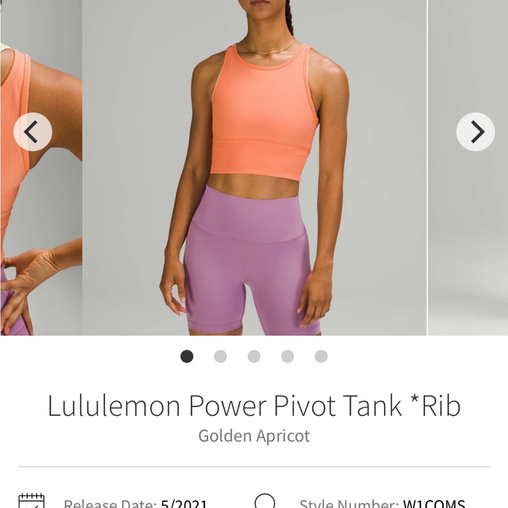 lululemon athletica Golden Apricot Power Pivot Tank